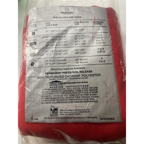 Vintage Red Textured Dacron Perm Press Tablecloth Oblong 60” x 120” Christmas - Picture 13 of 16